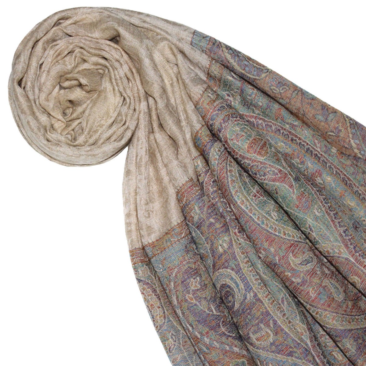 Schal, Krawatte & Decken - Sandfarben 100% Shop! Herrenschal LORENZO Paisley Online der Kaschmir CANA