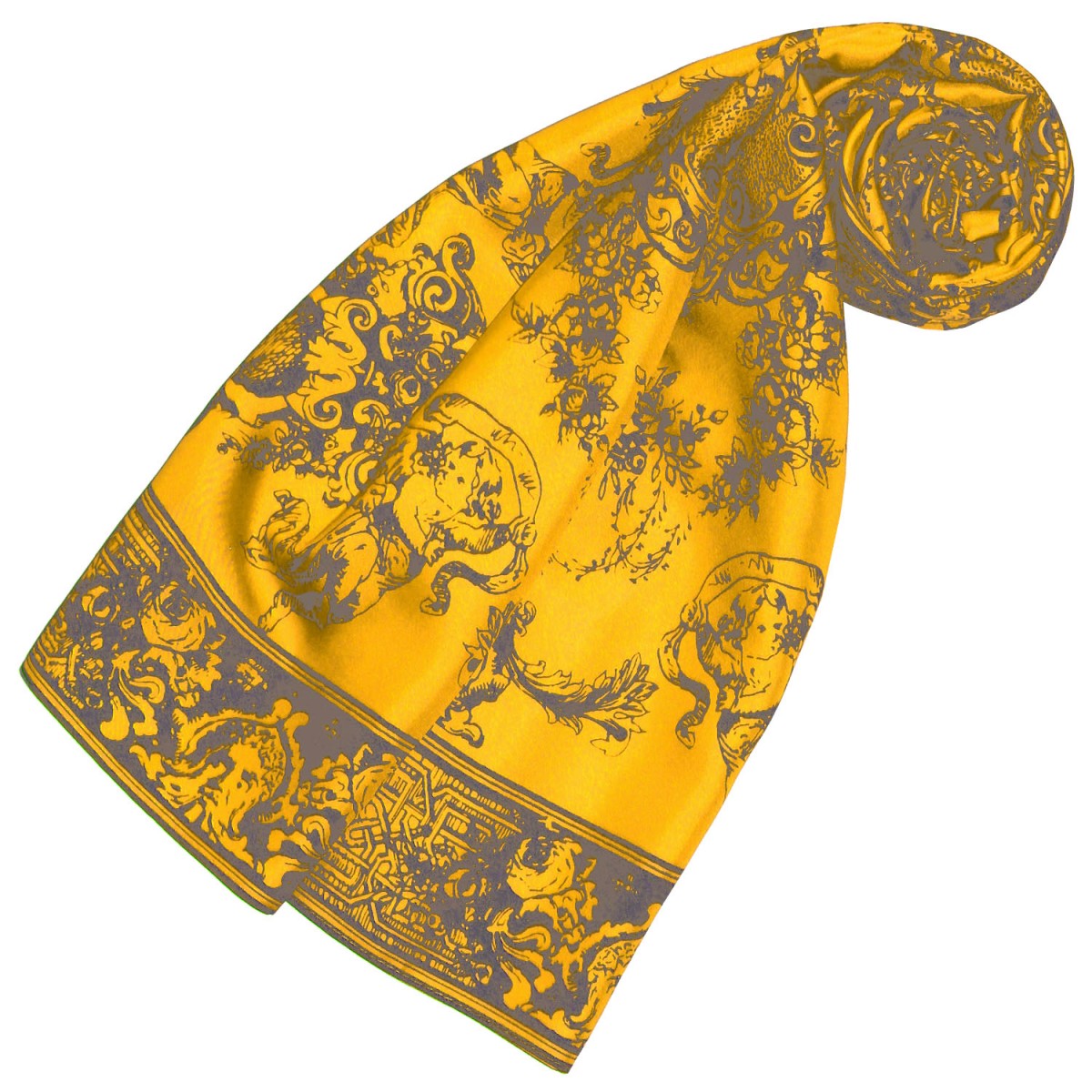 elegantes Seidensatin Seiden Schal in Senf Gelb toller Fall leicht glänzend 