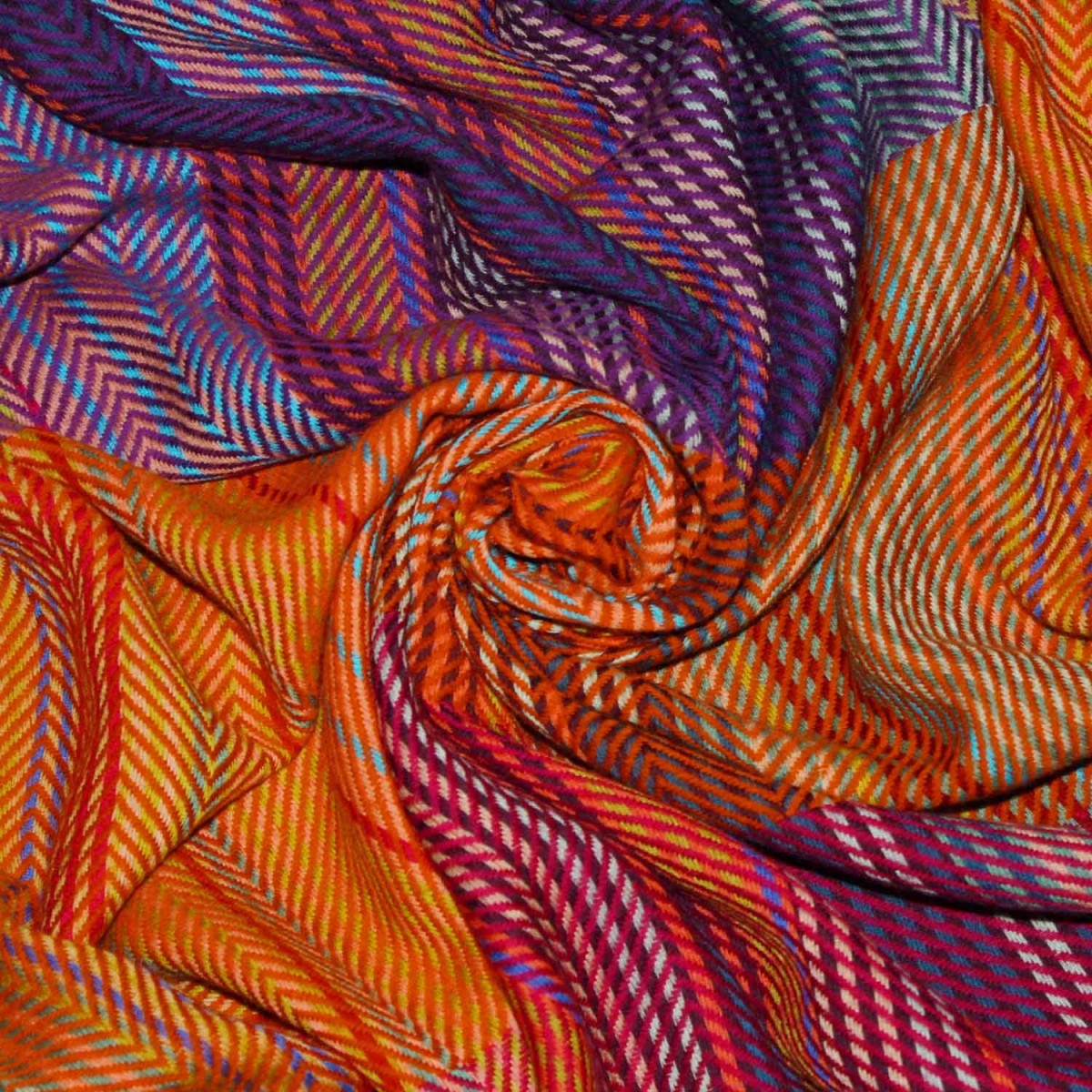 Schal, Krawatte & Decken - der Online Shop! Flauschige Wolldecke orange  braun blau LORENZO CANA
