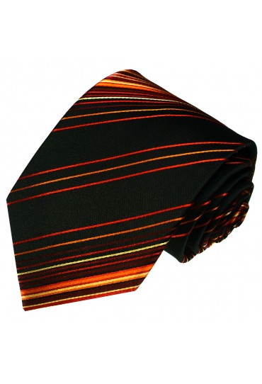 Krawatte 100% Seide Streifen schwarz rot orange LORENZO CANA