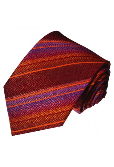 Krawatte 100% Seide Streifen rot violett LORENZO CANA
