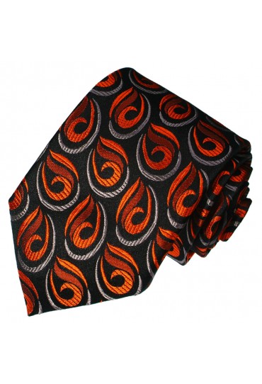 Krawatte 100% Seide Paisley schwarz orange rot LORENZO CANA