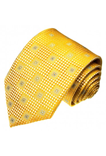 Krawatte 100% Seide Karo gold gelb LORENZO CANA