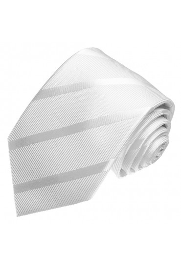 Krawatte 100% Seide Streifen weiss silber LORENZO CANA