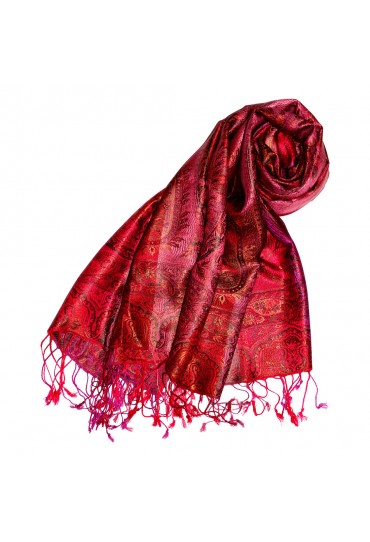 Pashmina 100% Seide Paisley rostbraun grau braun LORENZO CANA