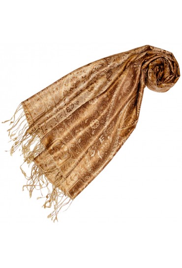 Pashmina 100% Seide Paisley braun gold beige LORENZO CANA