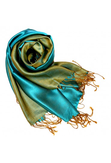 Seide + Viskose Männer Pashmina Double Türkis Grün LORENZO CANA