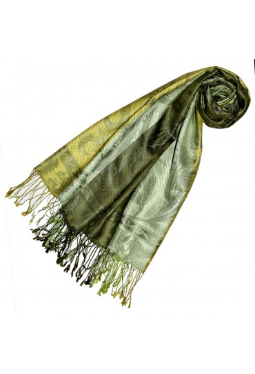 Pashmina 100% Seide Paisley grün grasgrün hellgrün LORENZO CANA