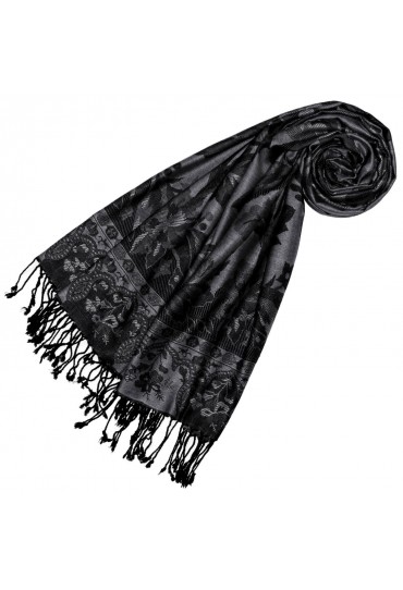 Viskose Herrenschal Grau Schwarz Paisley LORENZO CANA