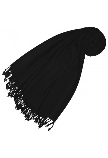 Kaschmir + Wolle Damenschal schwarz einfarbig LORENZO CANA