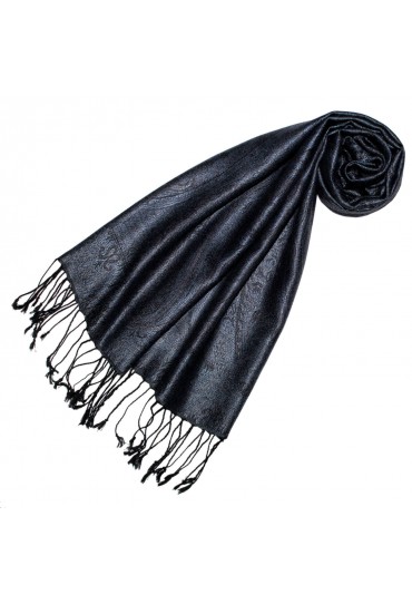 Herrenschal 100% Seide Paisley Taubenblau Schwarz LORENZO CANA
