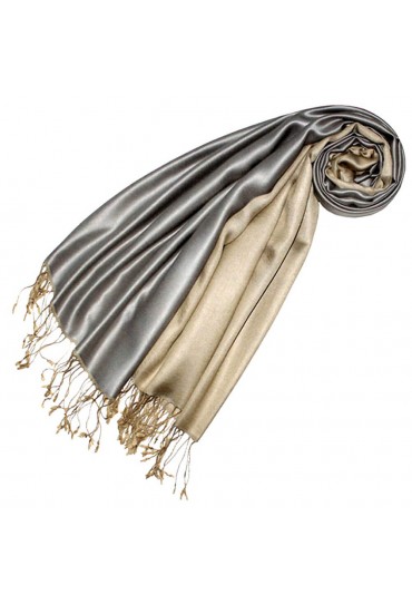 Seide + Viskose Männer Pashmina Double Silber Beige LORENZO CANA