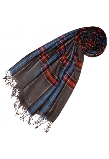 Kaschmir + Wolle Herrenschal blau rot braun LORENZO CANA