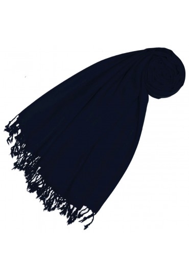 Kaschmir + Wolle Damenschal dunkelblau einfarbig LORENZO CANA