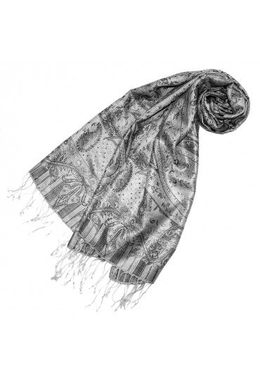 Seidenschal silber hellgrau Paisley Damen LORENZO CANA