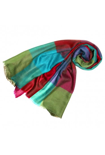 Pashmina 100% Kaschmir Karo türkis lila orangerot grün LORENZO CANA