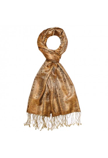 Schal Herren Seide Paisley braun gold beige LORENZO CANA