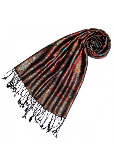 Herrenschal 100% Seide Paisley Rot Blau schwarz LORENZO CANA