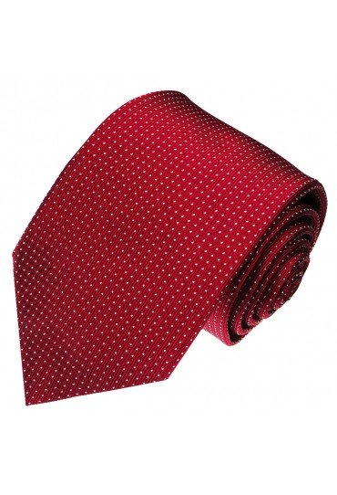 XL Herrenkrawatte 100% Seide Punkte rot weiss LORENZO CANA
