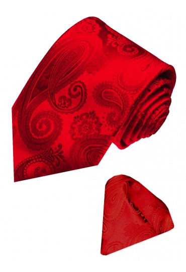 Krawattenset 100% Seide Paisley rot blutrot LORENZO CANA