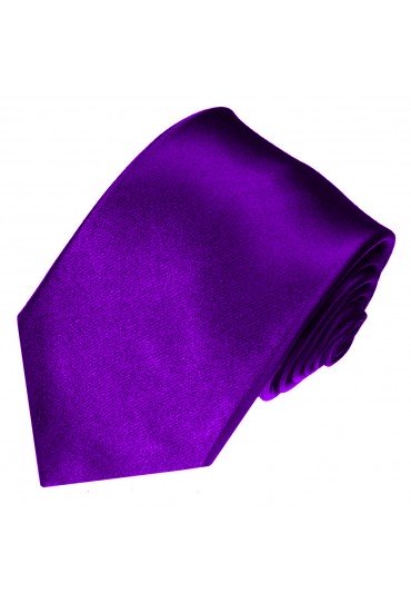 XL Herrenkrawatte 100% Seide Unifarben violett LORENZO CANA