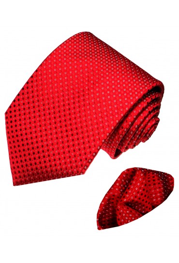 Krawattenset 100% Seide Punkte rot weiss LORENZO CANA