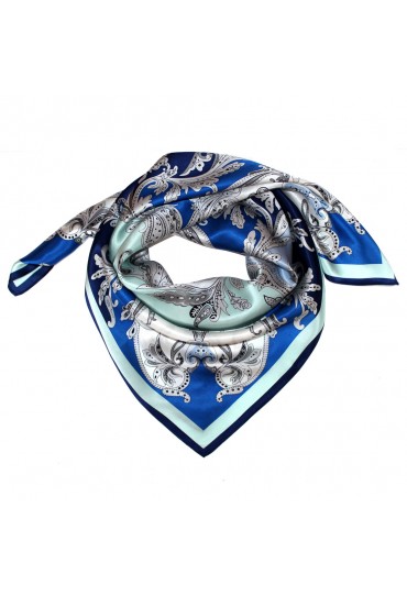Tuch für Herren blau silber aqua Seide Floral LORENZO CANA