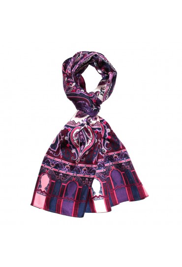 Seidenschal Damen violett rosa weiss Paisley LORENZO CANA