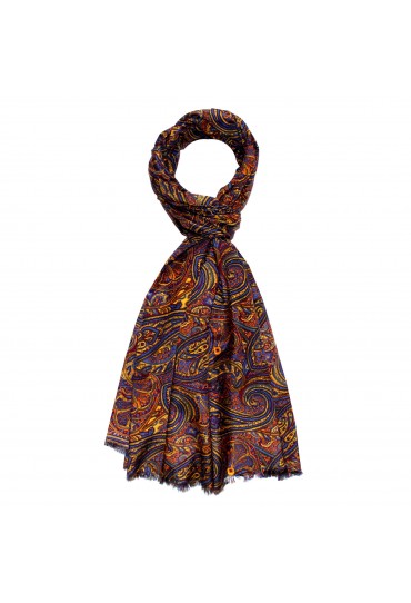 Herrenschaltuch Paisley blau orange gelb LORENZO CANA