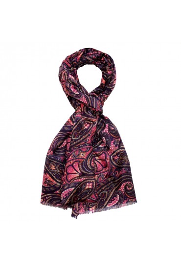 Herrenschaltuch Damen Baumwolle Seide Paisley rosa violett LORENZO CANA