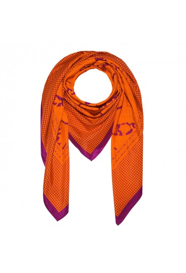 Herrentuch Hahnentritt Paisley Orange Lavendel LORENZO CANA