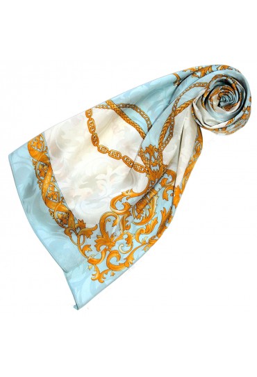 Tuch für Damen hellblau weiss gold Seide Floral LORENZO CANA