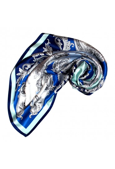 Tuch für Damen blau silber aqua Seide Floral LORENZO CANA