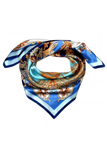 Tuch für Herren blau gold orange Seide Floral LORENZO CANA