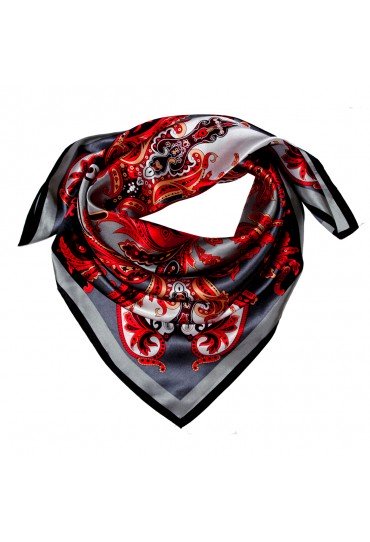 Tuch für Herren grau rot weiss Seide Floral LORENZO CANA