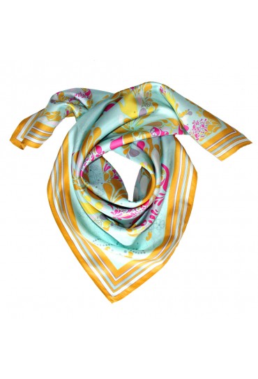 Tuch Herren 100% Seide aqua senf pink Floral LORENZO CANA