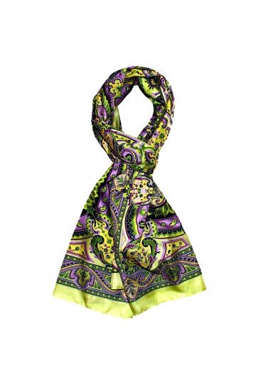 Schal für Männer grün violett gelb Paisley LORENZO CANA