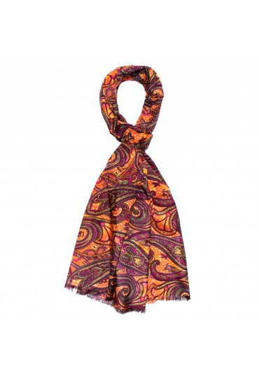 Herrenschaltuch Paisley violett orange LORENZO CANA