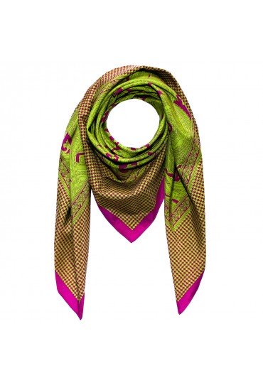 Herrentuch Hahnentritt Paisley Hellgrün Pink LORENZO CANA