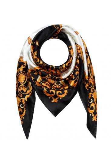 Tuch für Herren weiss schwarz gold Seide Floral LORENZO CANA