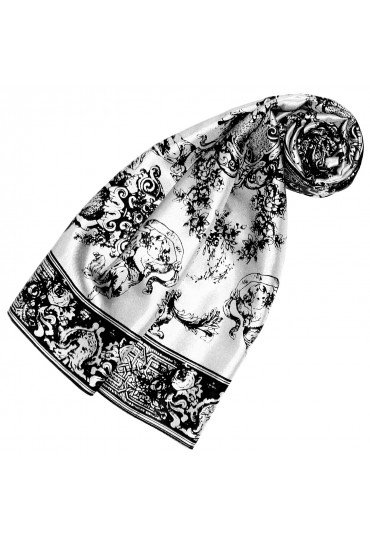 Schal aus Seide weiß floral LORENZO CANA