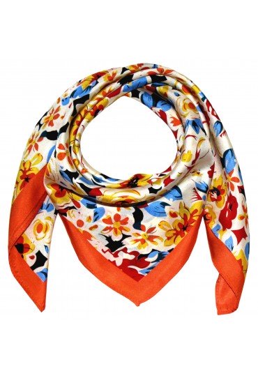 Halstuch aus Seide orange Floral LORENZO CANA