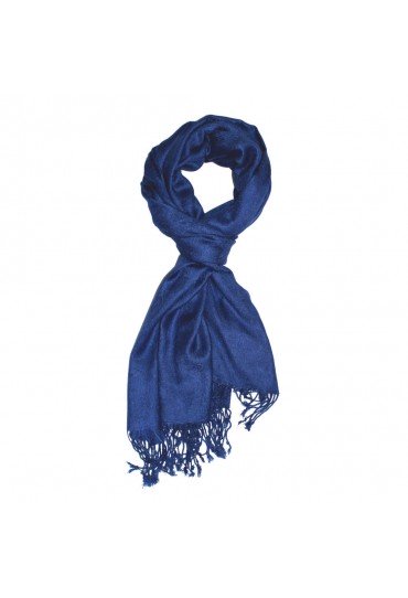 Viskose Halstuch Marineblau mit Fransen LORENZO CANA