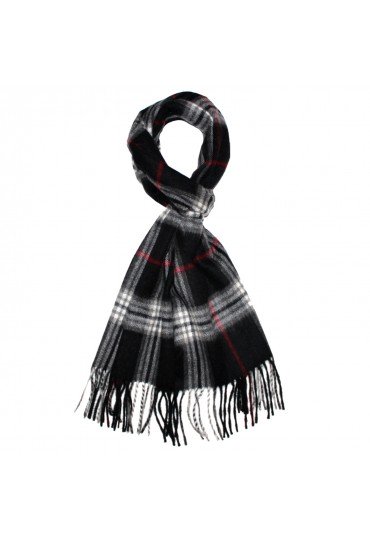 Herren Schal 100% Kaschmir schwarz weiss rot LORENZO CANA