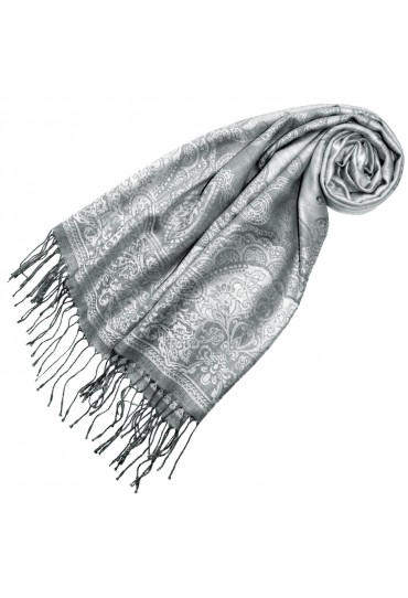 Herrenschal aus Modal in Grau Weiß Grafisch gewebt LORENZO CANA