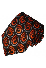 Krawatte 100% Seide Paisley schwarz orange rot LORENZO CANA