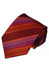 Krawatte 100% Seide Streifen rot violett LORENZO CANA
