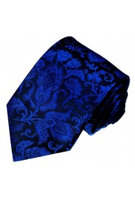 Krawatte 100% Seide Floral königsblau schwarz LORENZO CANA