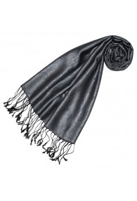 Herrenschal 100% Seide Paisley Stahlgrau Schwarz LORENZO CANA