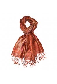 Schaltuch Herren 100% Seide Paisley orange rot rost LORENZO CANA